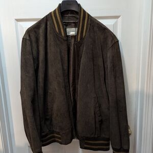 Men's Brown Suede Bomber Jacket